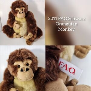 FAO Schwarz Orangutan 2011 Toys R Us 15in Ape Plush Stuffed Animal Rare‎ Monkey
